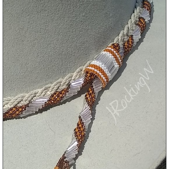 JRW Hand Made Cowboy  Brown White Hat Band main image 6